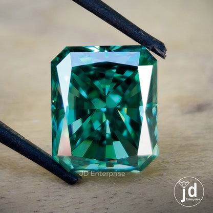 5.25 CT Radiant Green Moissanite | Loose Moissanite for Pendant, Engagement Ring, Anniversary Gift | Customized or Personalized