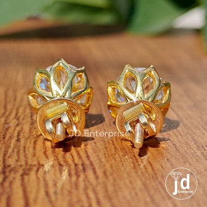 4.30 TCW Round Brilliant Cut Colorless Moissanite Stud Earrings, Wedding Earrings, Screw Back Earrings, Anniversary Gifts, Everyday Earrings