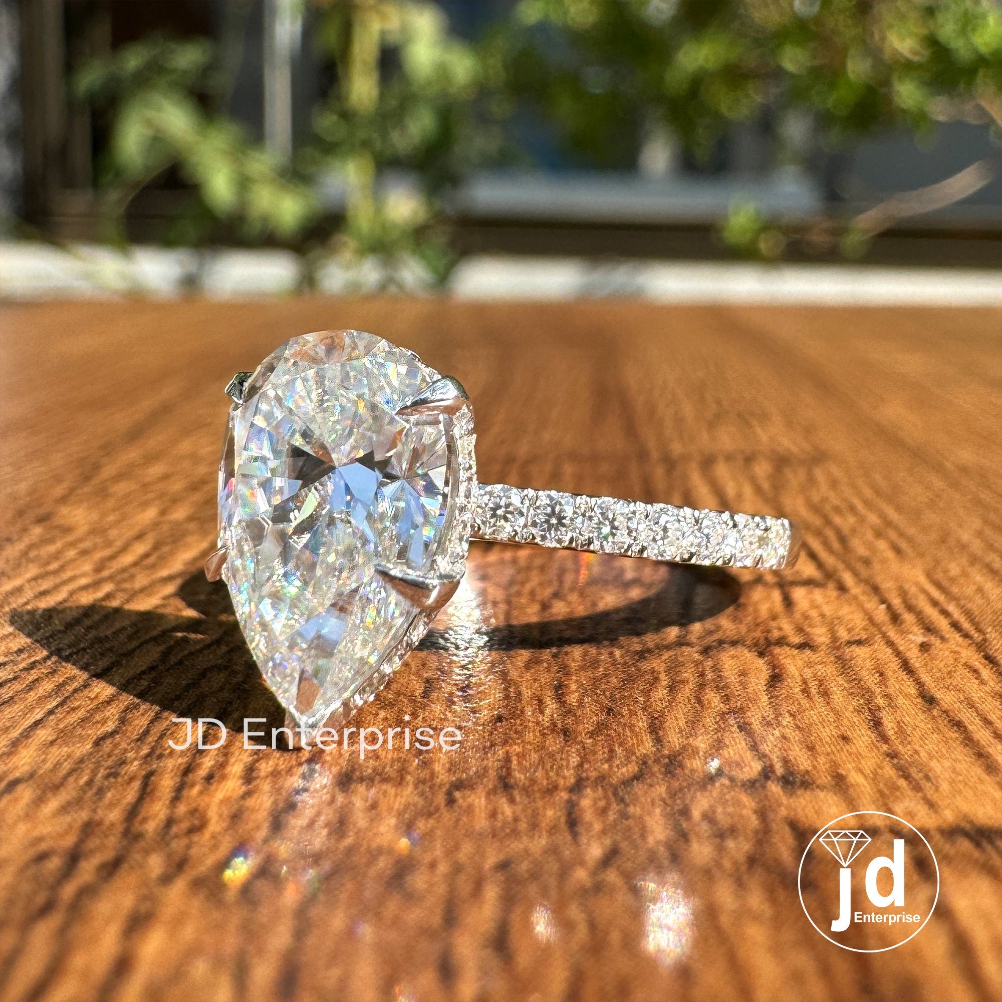 3.00 TCW Colorless Pear Cut Moissanite Engagement Ring, Hidden Halo Gorgeous Anniversary Ring, Pave Set Wedding Ring, 5 Prong Propose Ring