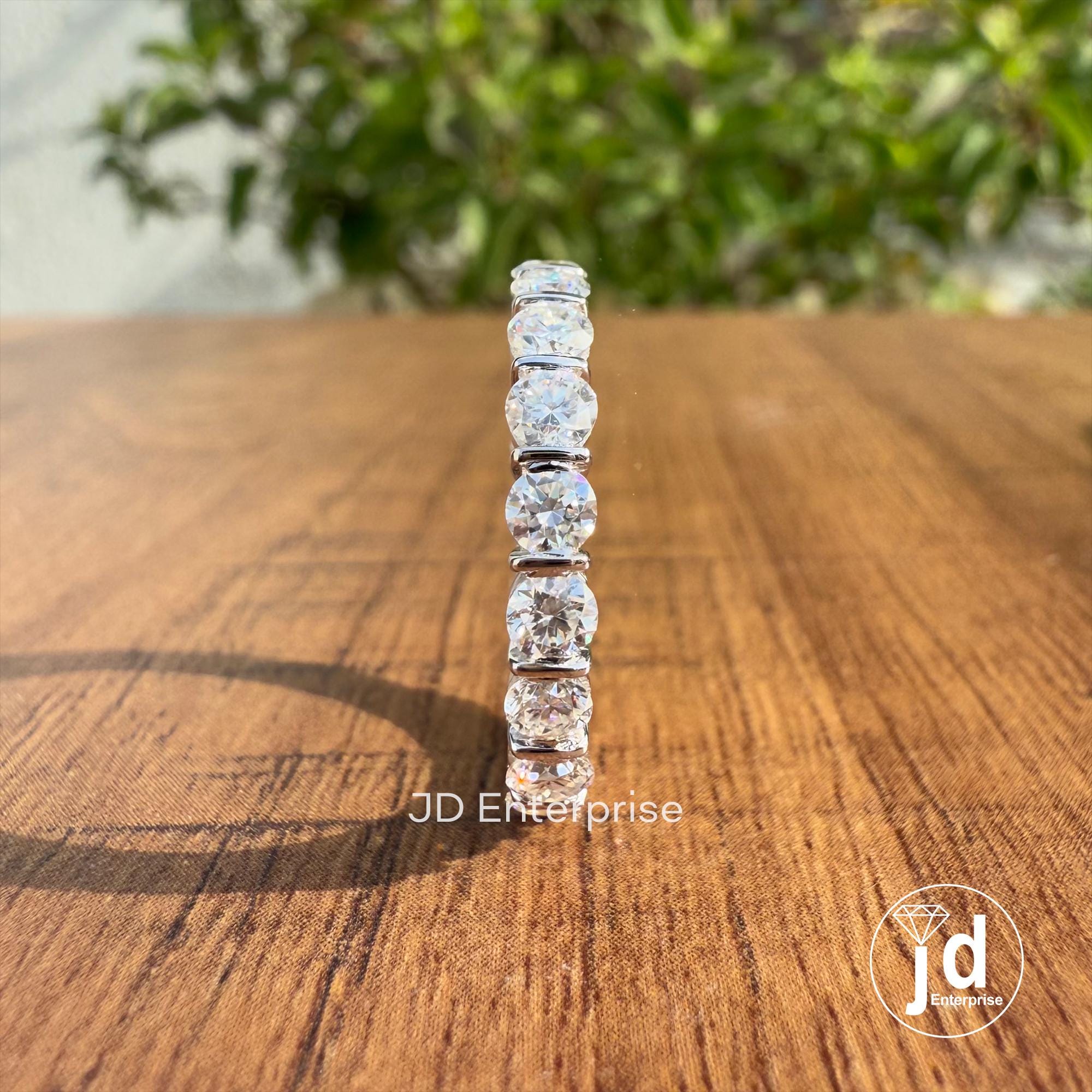 Eternity Wedding Band, 3.00 MM Round Moissanite Wedding Band, Engagement Ring, Bar Setting Matching Band, Bridal Set, Stacking Band for Gift