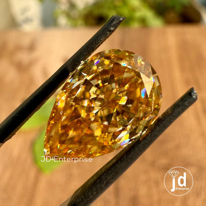 5.10 CT Pear Cut Champagne Loose Moissanite for Engagement Ring, Tear Drop Moissanite, Handmade Champagne Moissanite, Custom Jewelry