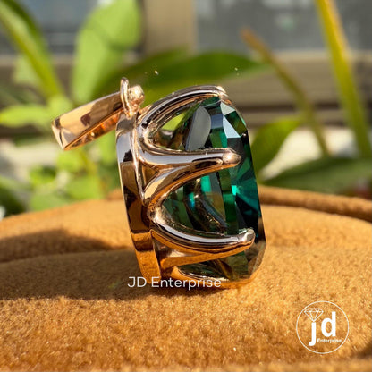 12.50 CT Cushion Cut Dark Green Moissanite Pendant for Necklaces, Vintage Solitaire Wedding Pendant, Claw Prong Setting, Rose Gold Pendant