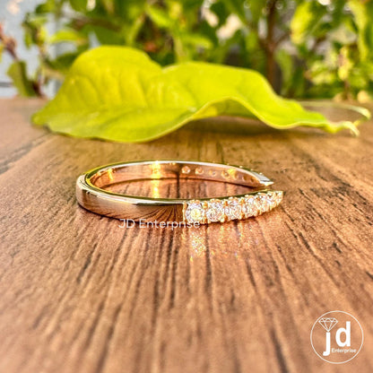 Colorless Open Gap Unique Engagement Claw Band, Wedding Matching Stacking Band for Women, Spacer Half Eternity Band, Cuff Engagement Band