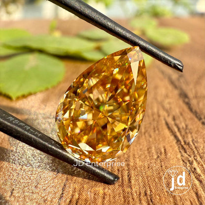 5.10 CT Pear Cut Champagne Loose Moissanite for Engagement Ring, Tear Drop Moissanite, Handmade Champagne Moissanite, Custom Jewelry