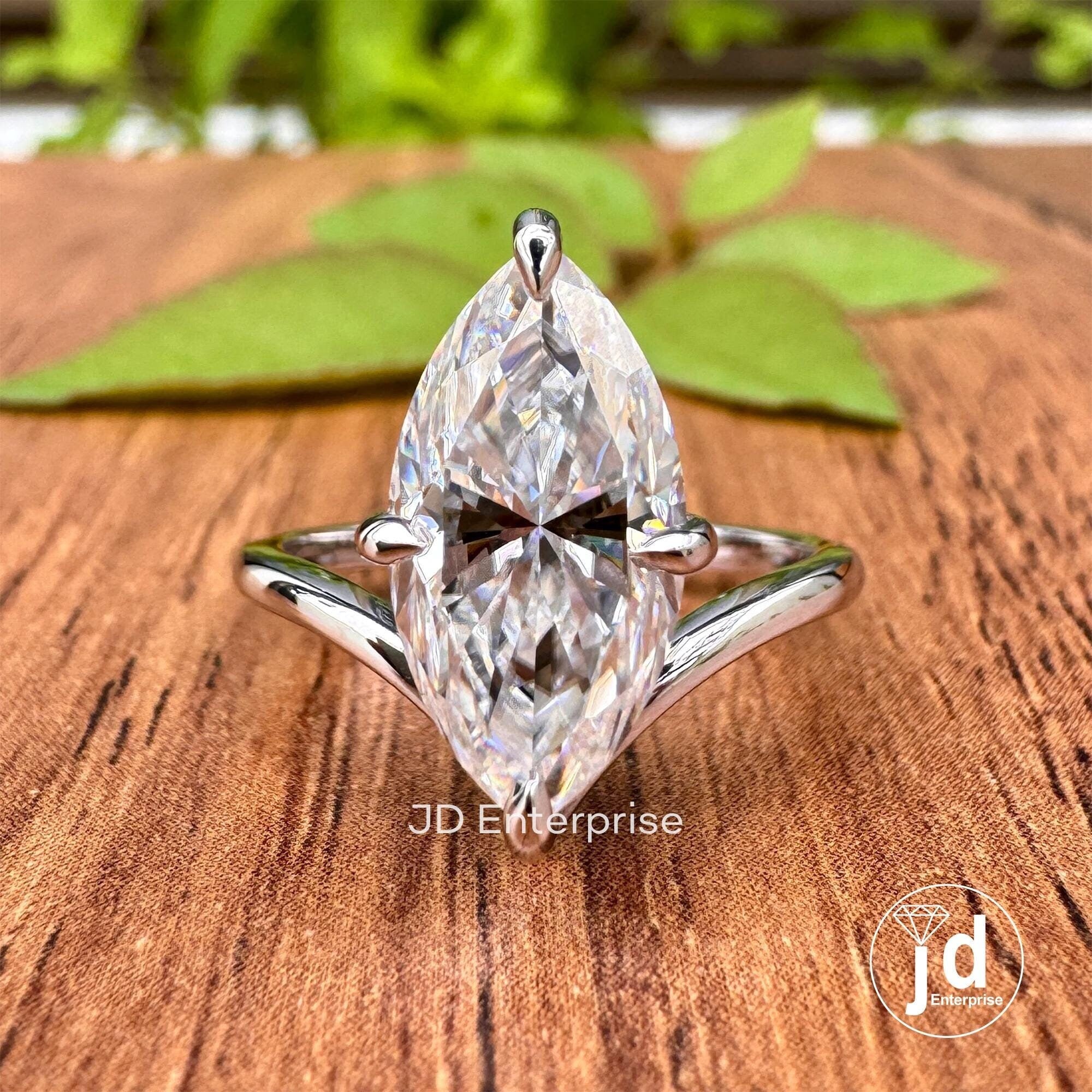 2.80 CT Marquise Cut Moissanite Engagement Ring, White/Yellow/Rose Gold Unique Wedding Ring, Solitaire Ring, Basket Set Anniversary Ring