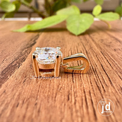 2.00 CT Solitaire Moissanite Pendant, 8.00MM Colorless Portuguese Cut Vintage Wedding Pendant, Yellow/White/Rose Gold Pendant for Necklace