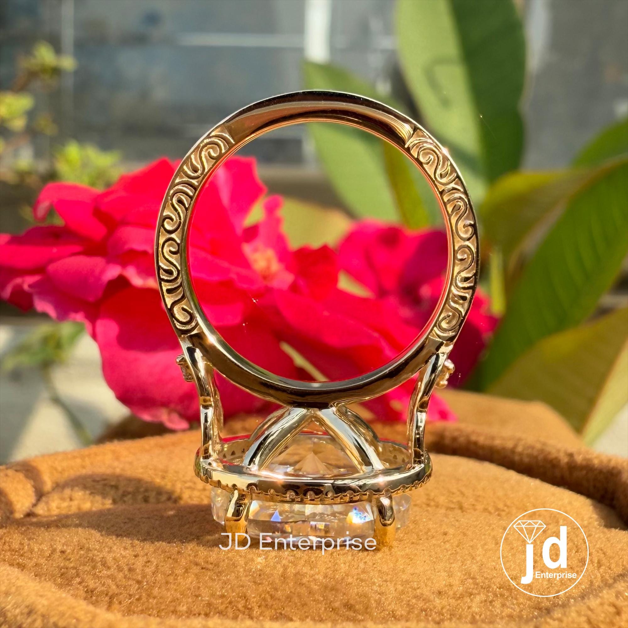 Vintage 5.00 CT Oval Cut Hidden Halo Engagement Moissanite Ring, Art Deco Wedding Ring, Filigree Rings for Women, Milgrain Ring, Bridal Ring