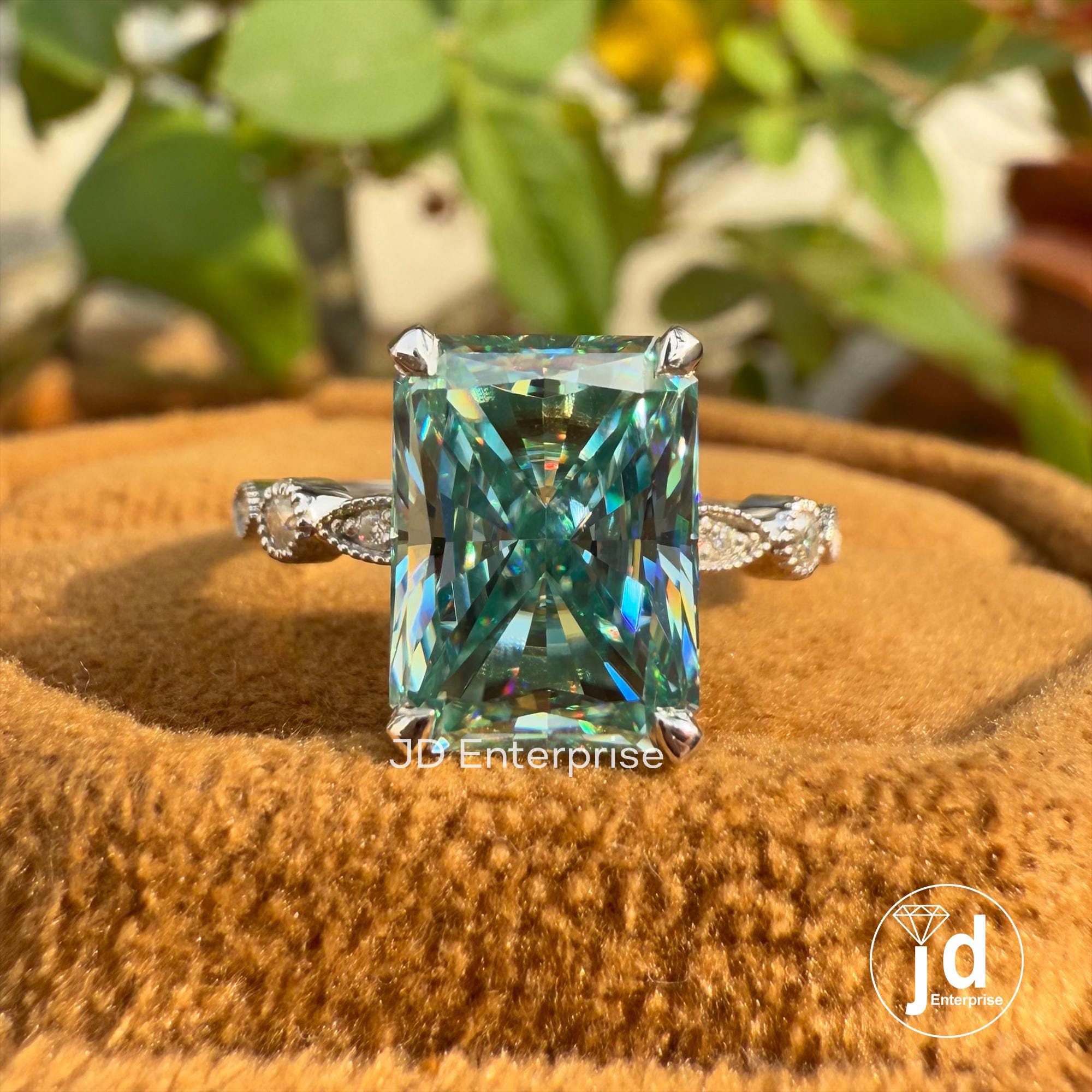 3.00 CT Cyan Blue Radiant Cut Engagement Ring, Milgrain Wedding Ring, Promise Ring, Bridal Ring, Anniversary Gift Ring, Claw Prong Setting