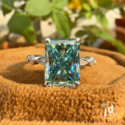 3.00 CT Cyan Blue Radiant Cut Engagement Ring, Milgrain Wedding Ring, Promise Ring, Bridal Ring, Anniversary Gift Ring, Claw Prong Setting