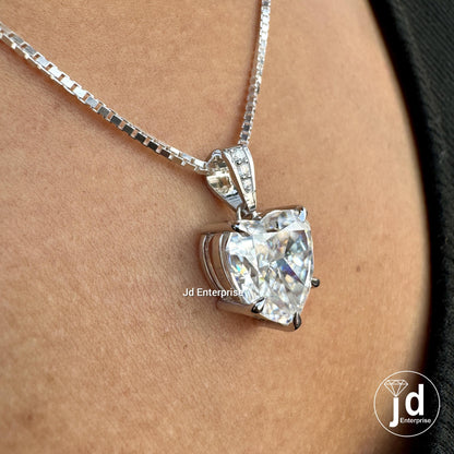 9.00 CT Big Heart Shape Moissanite Pendant, Large Solitaire Charm Pendant for Necklaces, Anniversary/Bridesmaid Gifts, Daily Wear Jewelry