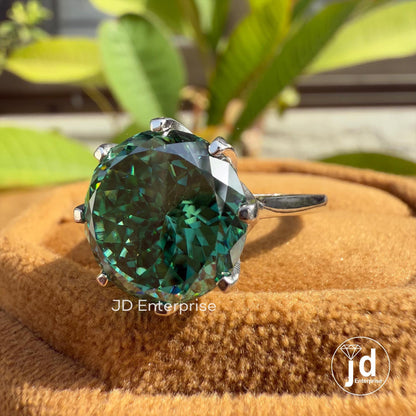 7.65CT Portuguese Cut Green Moissanite Engagement Ring, Solitaire Ring, Wedding Ring for Women, Tulip Basket Setting, Anniversary Gifts Ring