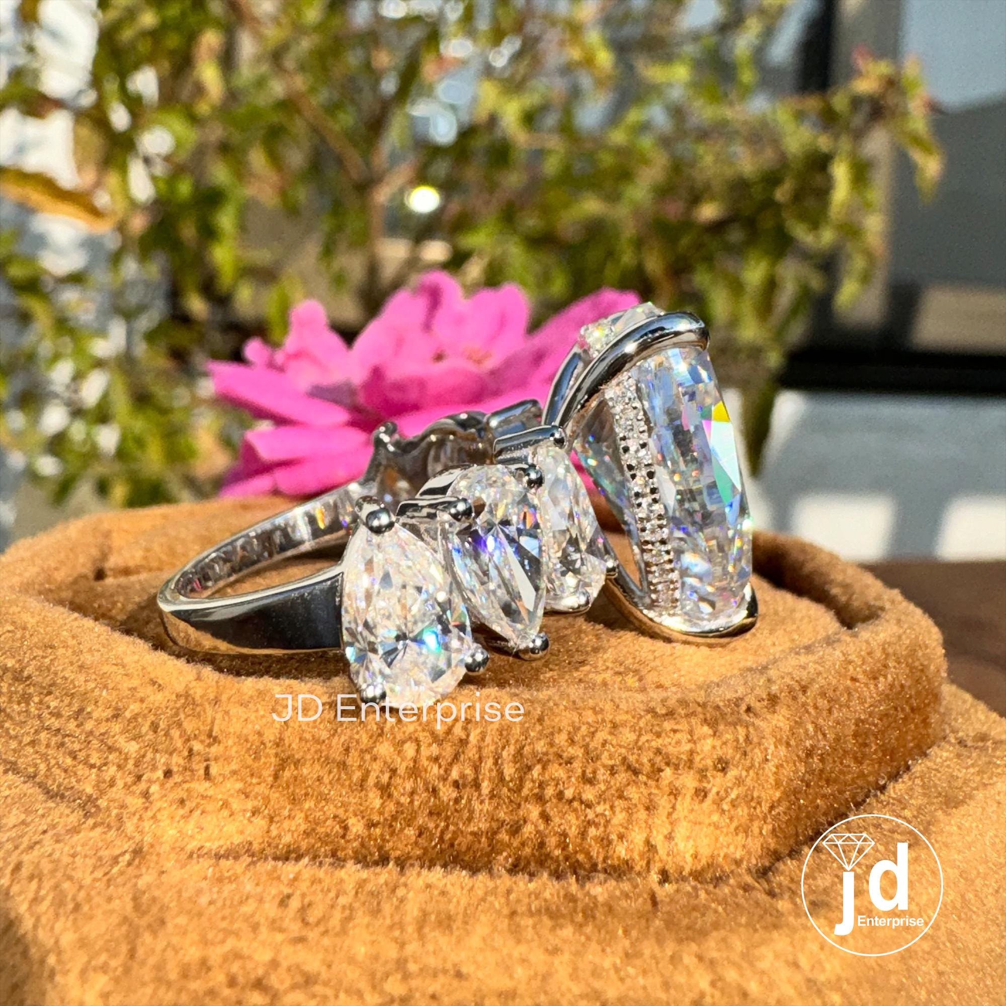 13.30 TCW Crushed Ice Pear Moissanite Engagement Ring, Celebrity Style Hidden Halo Wedding Ring, Iced Out Teardrop Bridal Ring for Her