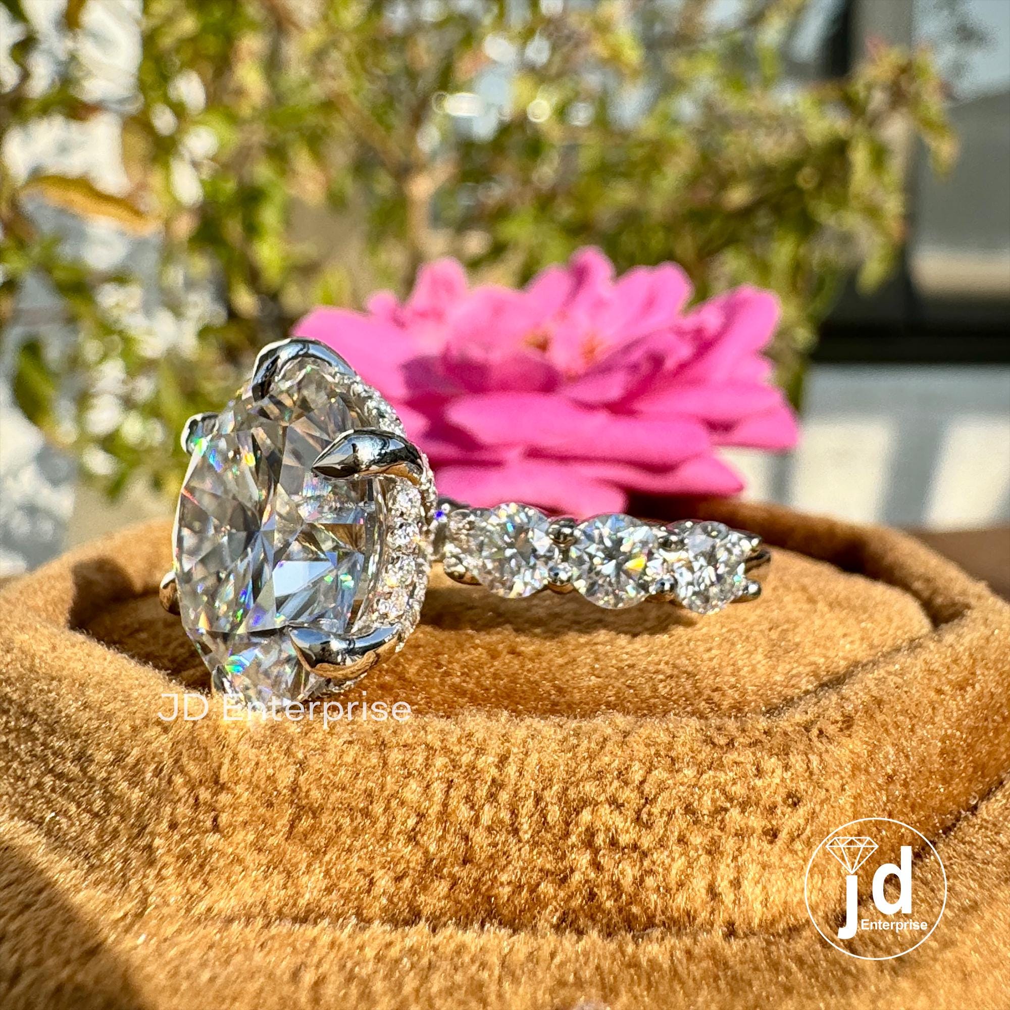 9.50 CT Large Round Cut Moissanite Hidden Halo Ring, Petite Pave Engagement Ring, Wedding Ring, Celebrity Style Anniversary Ring, Bridal