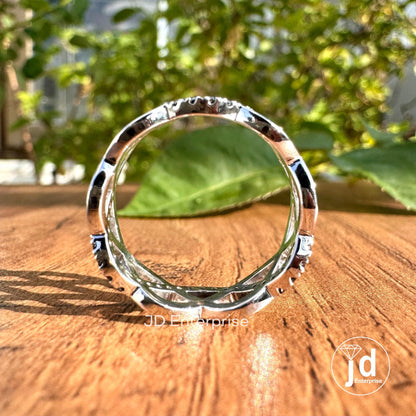 Infinity Twisted Shank Wedding Band, Designer Cross Over Band, Round Cut Black Moissanite Band, Engagement Ring, Anniversary Gift for Her