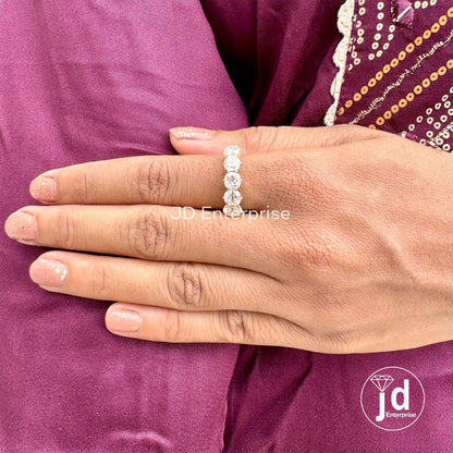 5.00TCW Old Mine Cushion Moissanite Engagement Ring, Old Mine Moissanite Five Stone Wedding Band, Vintage Style Yellow Gold Anniversary Ring