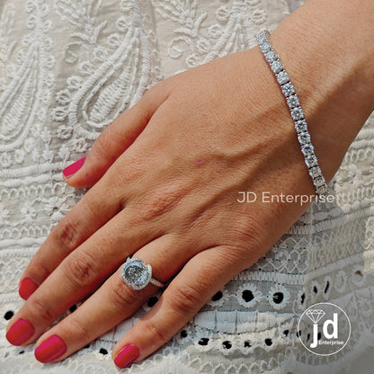 4.50 MM Round Moissanite Tennis Bracelet, Gold Engagement Bracelet, Box Lock, Bridal Set Bracelet, Anniversary Gift Bracelet for Women