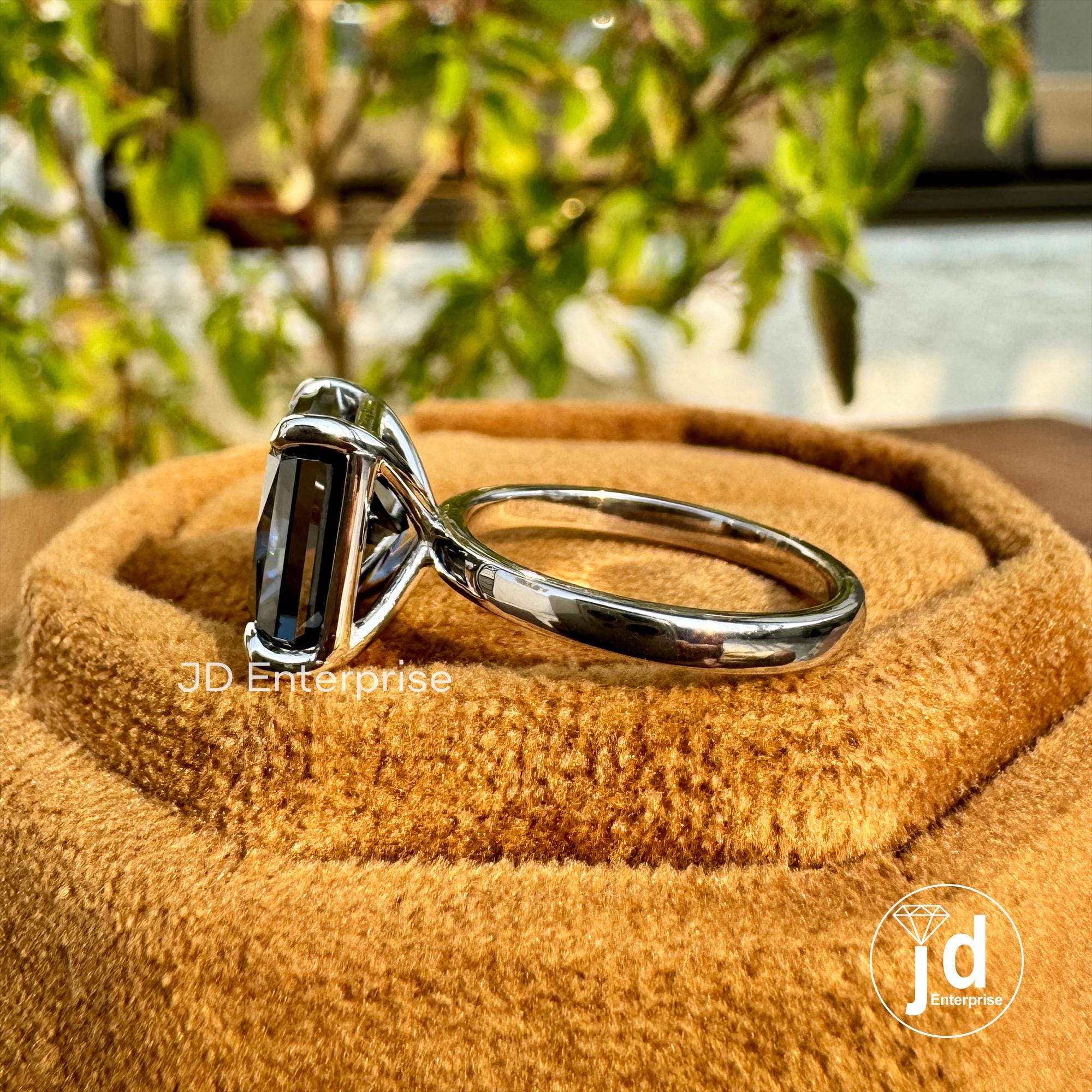 5.50 CT Dark Gray Square Radiant Cut Moissanite Engagement Ring, Solitaire Setting Moissanite Wedding Ring, Anniversary Gift, Bridal Ring