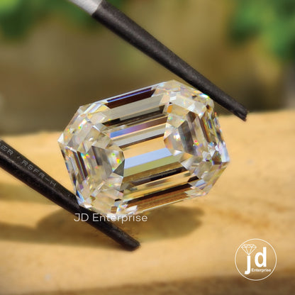 12.30 CT Colorless Emerald Old Mine Cut Loose Moissanite for Engagement Ring, Wedding Ring or Pendant, Excellent Cut Handcrafted Moissanite