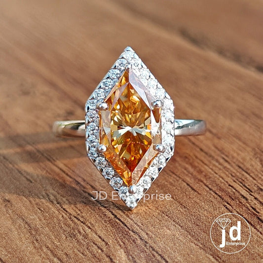 3.00 CT Dutch Marquise Champagne Color Moissanite Halo Engagement Ring, Statement Wedding Ring, Anniversary Gift Ring for Women, Bridal Ring