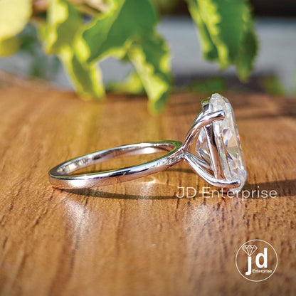 Solitaire Oval Moissanite Ring, 5.0 CT Colorless Oval Cut Engagement Ring, Oval Wedding Ring, Bridal Ring, Anniversary Gift, Solid Gold Ring