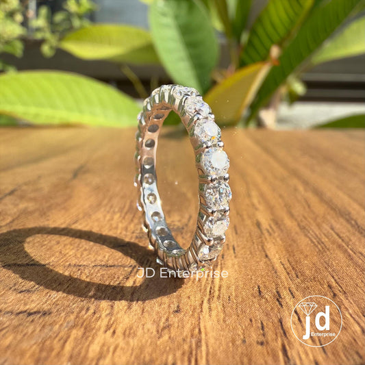 Round Moissanite Band, 2.80 MM Round Cut Colorless Moissanite Full Eternity Wedding Band, Stacking Band, Matching Band, Anniversary Gifts