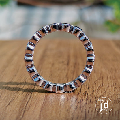 Bezel Set 3.00 MM Round Black Moissanite Wedding Band for Engagement Ring