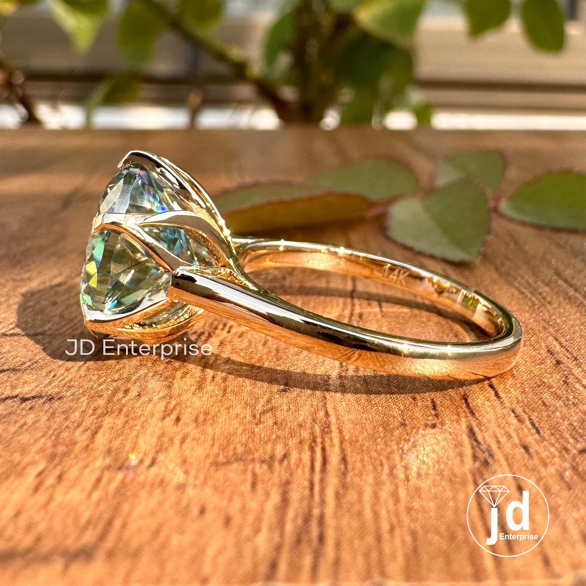 Classic 5.10CT Portuguese Cut Cyan Blue Moissanite Engagement Ring, Solitaire Ring, Cathedral Wedding Ring, Anniversary Gift for Her, Bridal