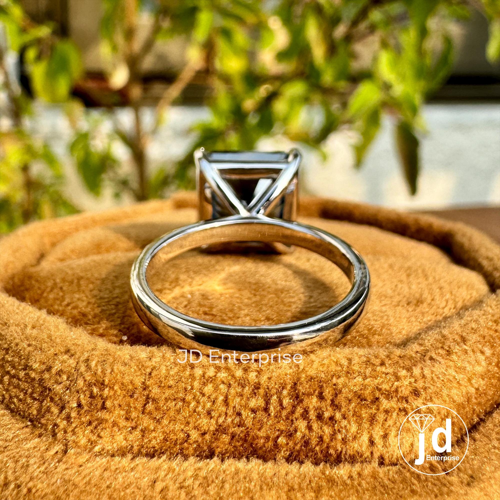 5.50 CT Dark Gray Square Radiant Cut Moissanite Engagement Ring, Solitaire Setting Moissanite Wedding Ring, Anniversary Gift, Bridal Ring
