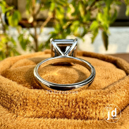 5.50 CT Dark Gray Square Radiant Cut Moissanite Engagement Ring, Solitaire Setting Moissanite Wedding Ring, Anniversary Gift, Bridal Ring