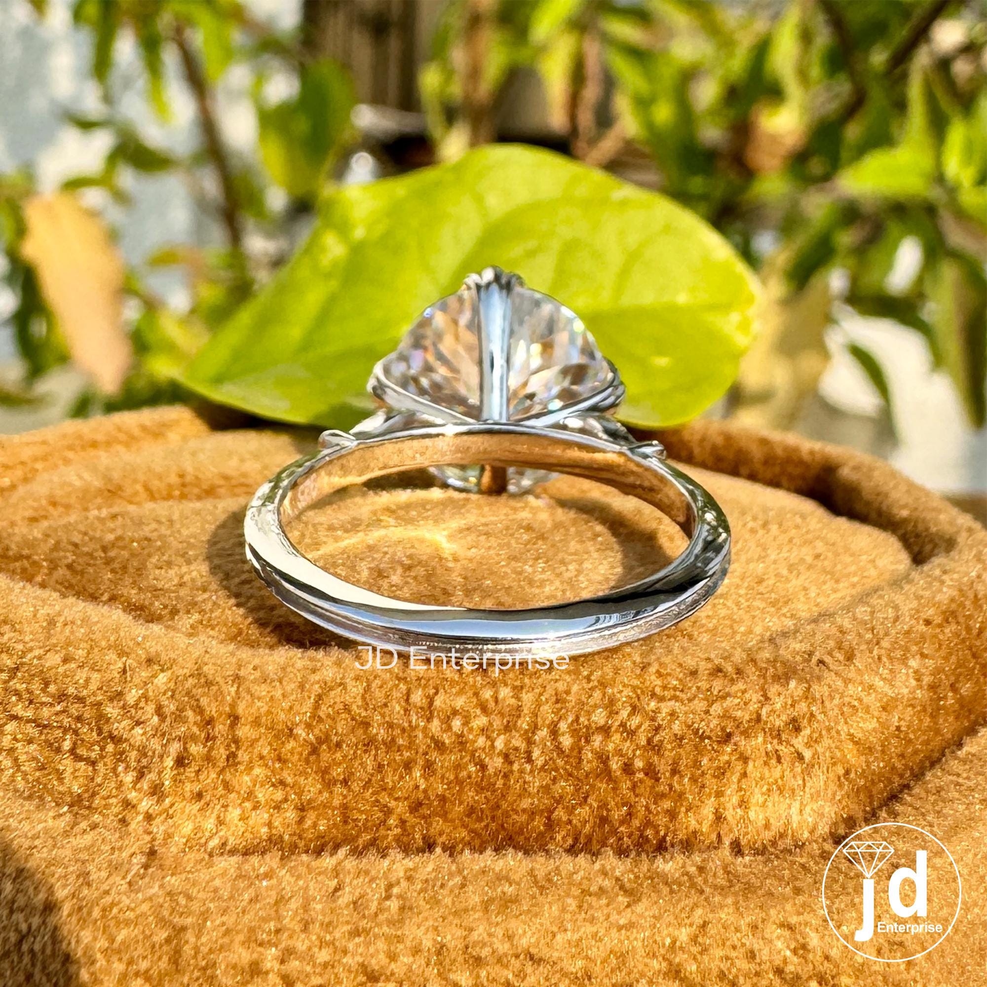 5.10 CT Portuguese Cut Colorless Moissanite Engagement Ring, Fish Tail Prong Vintage Style Wedding Ring, Anniversary Ring, Promise Ring