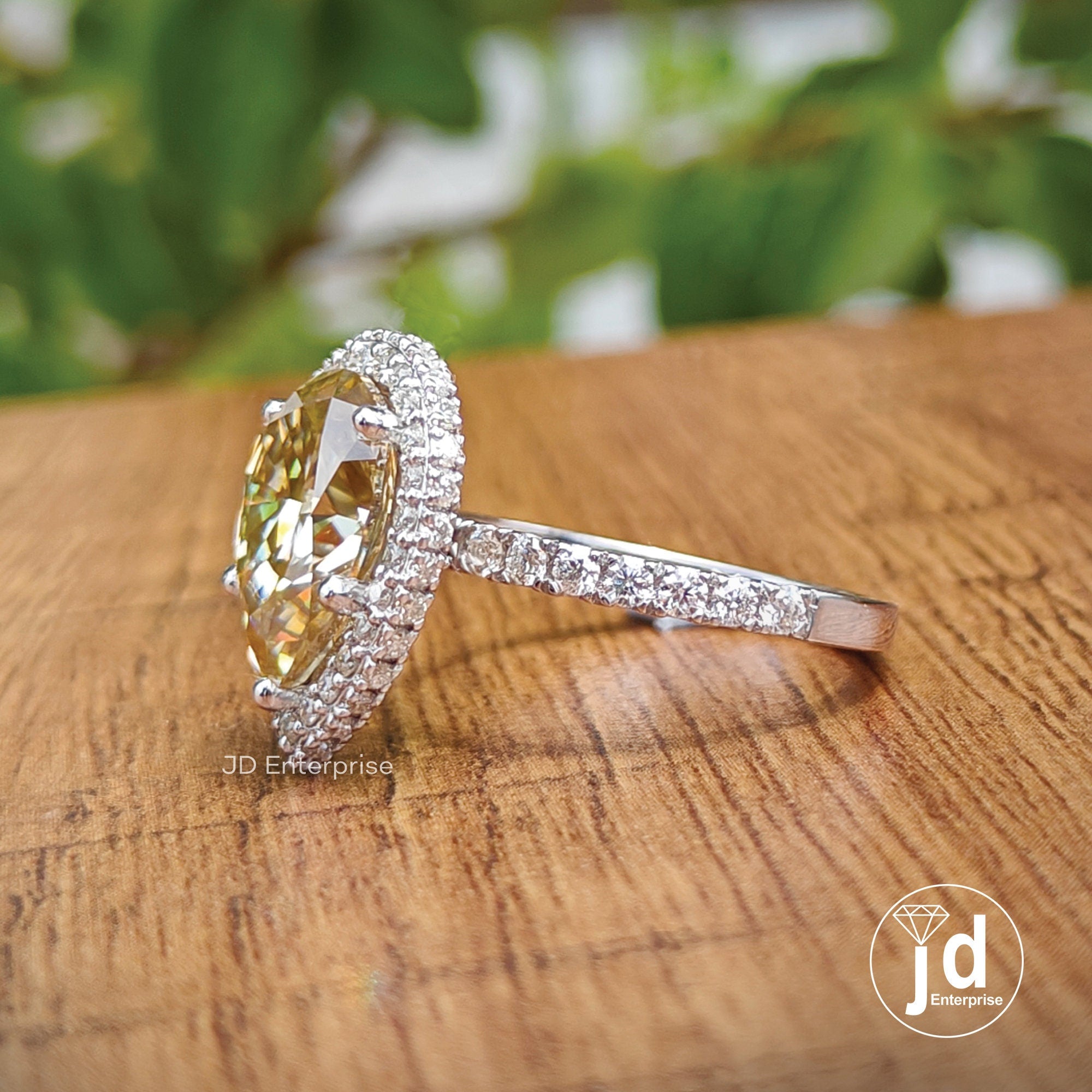 3.50 CT Pear Cut Canary Yellow Moissanite Halo Engagement Ring, Hidden Halo Wedding Ring, Teardrop Accent Bridal Ring, Anniversary Gifts
