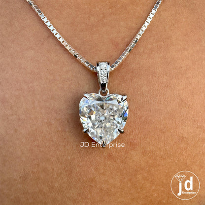 9.00 CT Big Heart Shape Moissanite Pendant, Large Solitaire Charm Pendant for Necklaces, Anniversary/Bridesmaid Gifts, Daily Wear Jewelry