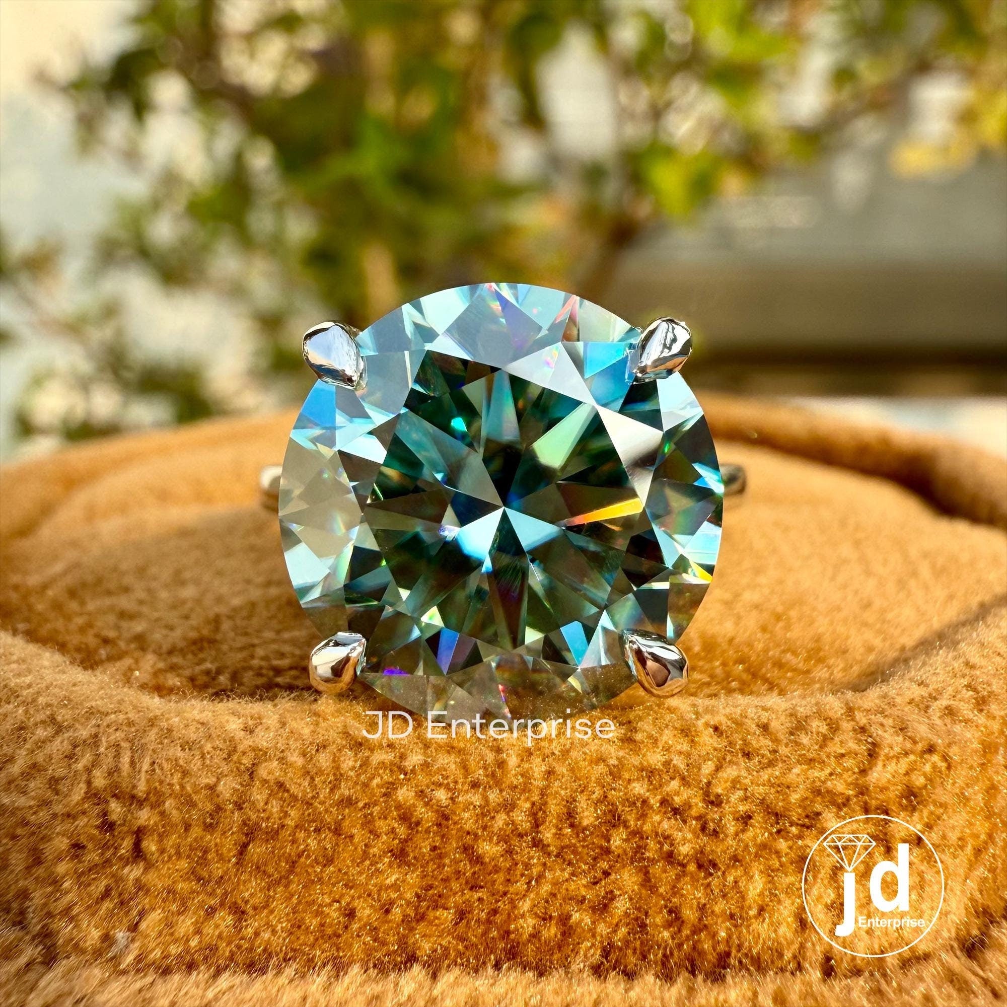 6.50 CT Sparkling Round Cut Cyan Blue Moissanite Engagement Ring, Hidden Halo Ring, Petite Pave Wedding Ring, Anniversary Gift Ring