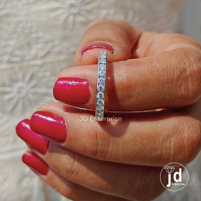 Stunning 2.00 MM Round Cut Moissanite Wedding Band in Channel Set, Full Eternity Moissanite Wedding Band, Stacking Band, Bridal Ring Set