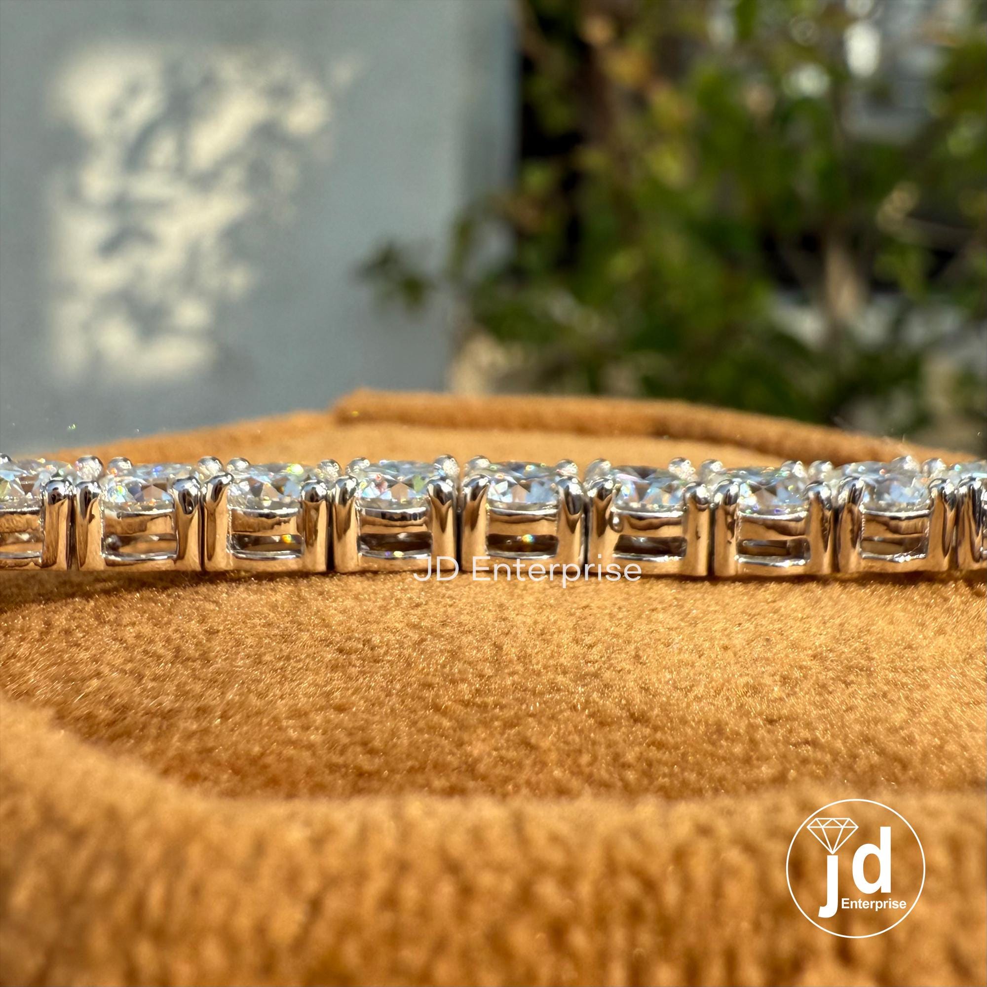 4.50 MM Round Moissanite Tennis Bracelet, Gold Engagement Bracelet, Box Lock, Bridal Set Bracelet, Anniversary Gift Bracelet for Women