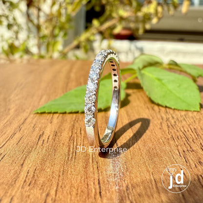0.35 TCW Round Colorless Moissanite Band, Half Eternity Wedding Band, Stacking Ring, Engagement Band, Comfort fit Band, Anniversary Gifts