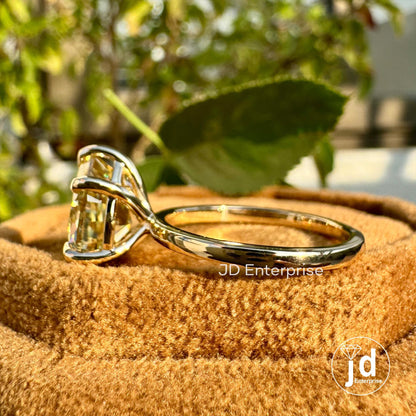 2.81 CT Canary Yellow Pear Moissanite Engagement Ring, Solitaire Ring for Women, Five Prongs, Yellow Gold Ring, Teardrop Ring Wedding Ring