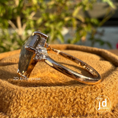 3.50 CT Kite Cut Salt and Pepper Moissanite Diamond Ring, Vintage Engagement Ring, Art Deco Wedding Ring, Cluster Anniversary Gifts Ring
