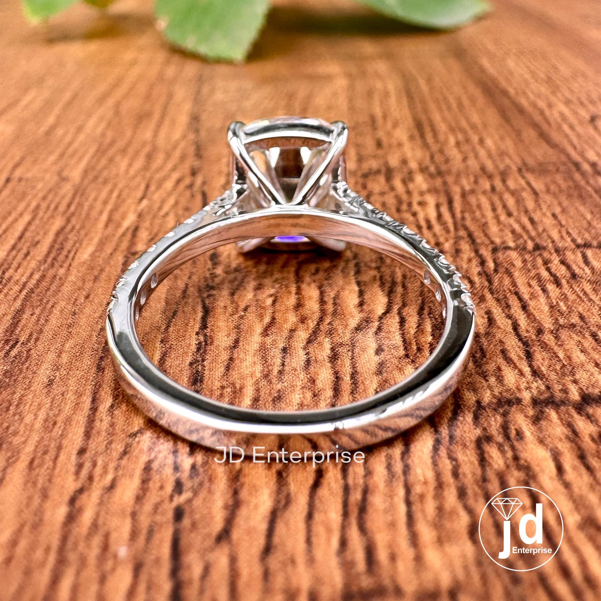 Old Mine Cushion Moissanite Ring, Off-White Moissanite Anniversary Ring, Vintage Style Engagement Ring, Pave Set Moissanite Proposal Ring