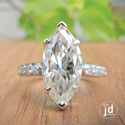 2.83 TCW Colorless Marquise Cut Moissanite Engagement Ring, Wedding Ring for Her, Anniversary Gift Ring, Six Prong Basket Set, Bridal Ring