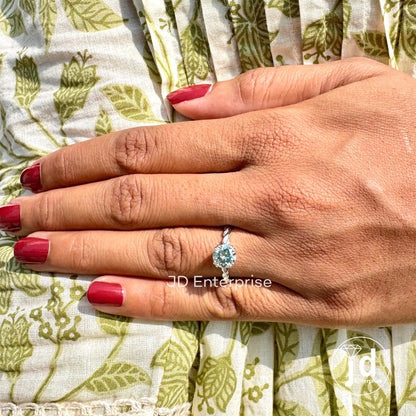 1.00 CT Round Cut Cyan Bule Moissanite Solitaire Engagement Ring, Claw Prongs, Twisted Rope Band, Wedding Ring, Anniversary Gift