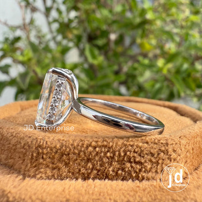 4.0 CT Radiant Cut Moissanite Hidden Halo Engagement Ring, Solitaire Wedding Ring, Proposal Ring, Anniversary Gifts, Promise Ring, Bridal