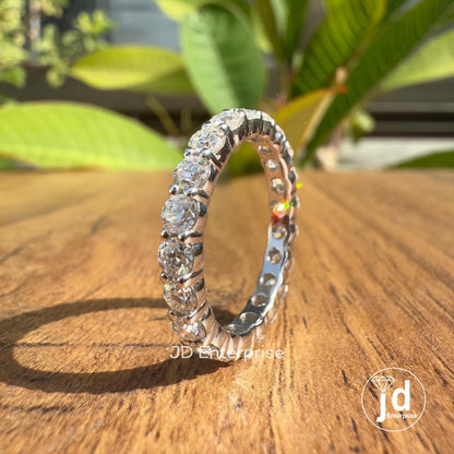 Round Moissanite Band, 2.80 MM Round Cut Colorless Moissanite Full Eternity Wedding Band, Stacking Band, Matching Band, Anniversary Gifts