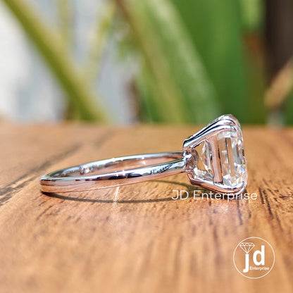 4.50 CT Asscher Cut Moissanite Engagement Ring, Double Claw Prong Solitaire Wedding Ring for Her, Anniversary Gifts, Handmade Ring