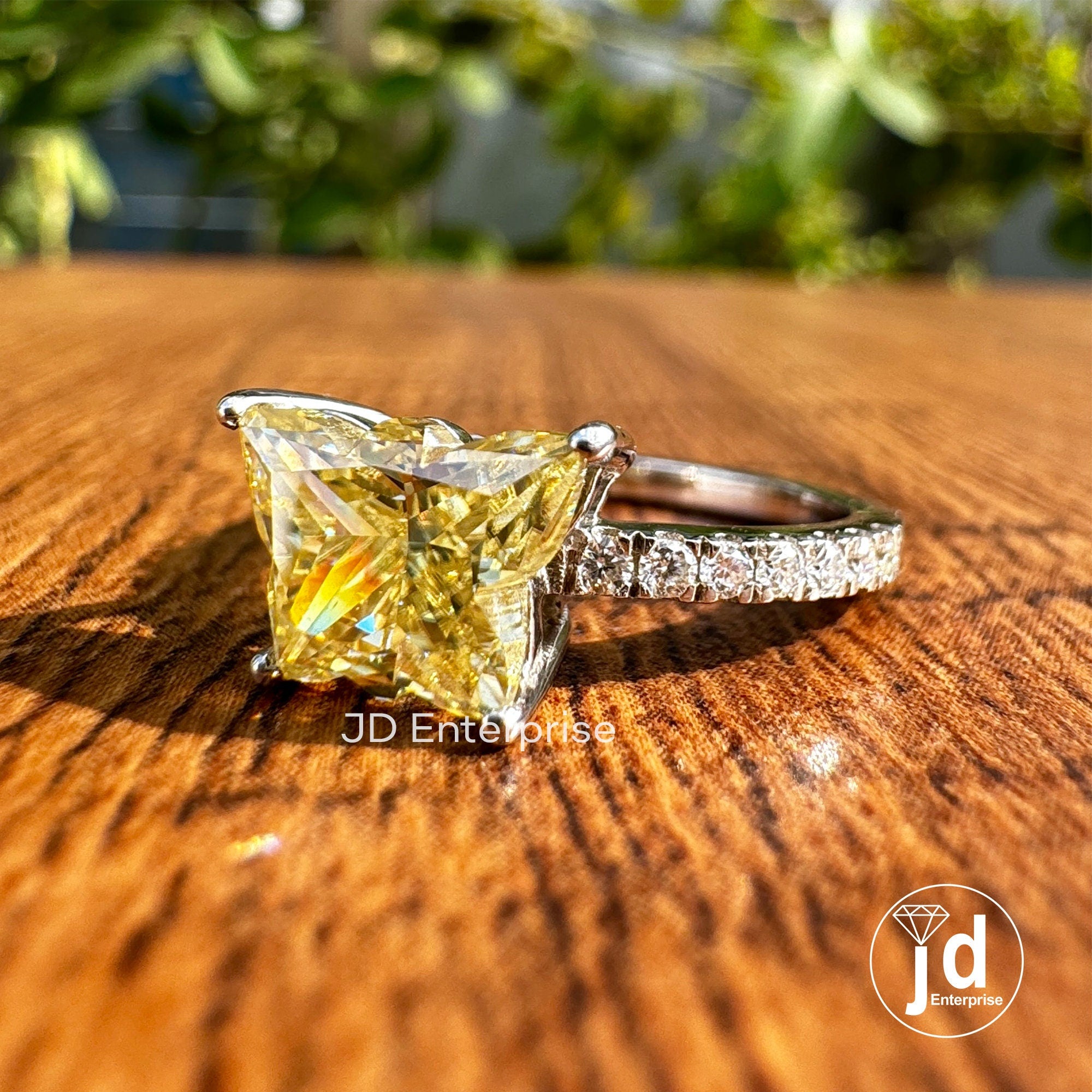 Butterfly Cut 2.00 CT Canary Yellow Moissanite Engagement Ring, Antique Cut Pave Wedding Ring, Anniversary Ring, Bridal Ring, Promise Ring