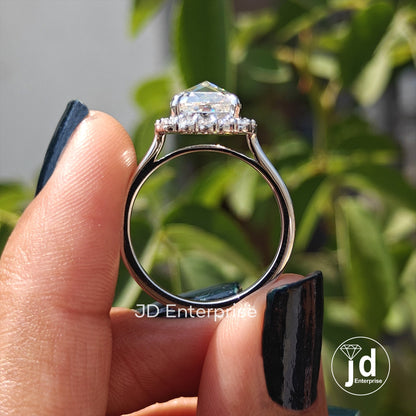 2.00 CT Cushion Rose Cut Moissanite Ring, Halo Engagement Ring, Wedding Ring, Anniversary Gift Ring, Bridal Ring, Perfect Proposal Ring