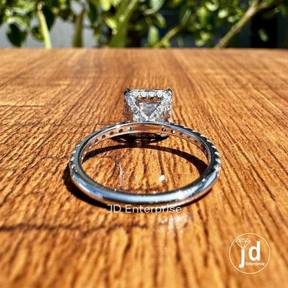 2.78 CT Asscher Cut Moissanite Engagement Ring, Hidden Halo Wedding Ring, Four Claw Prongs, Anniversary Gifts Ring, Pave Set Bridal Ring