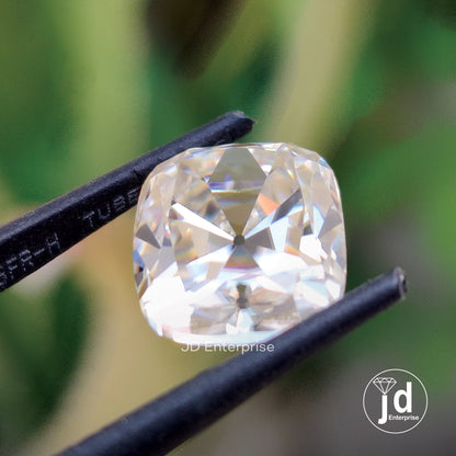 Antique Elongated Cushion Old Mine Cut, Off-White Light-Yellow Color Loose Moissanite, OMC Moissanite for Vintage Engagement/Wedding Ring
