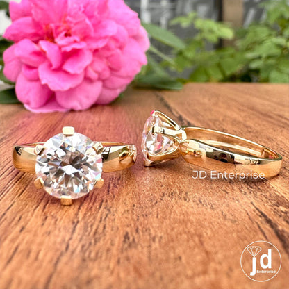 Signature 2.00CT Round Colorless Moissanite Ring, Solitaire Engagement Ring, Six Prong Wedding Ring, Anniversary Gift for Women, Custom Ring