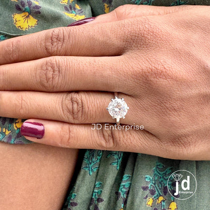 2.50CT Round Cut Colorless Moissanite Solitaire Engagement Ring, Knife Edge Six Prongs Wedding Ring, Anniversary Ring, 10k Solid Gold Ring